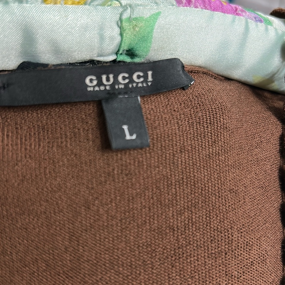 authentic GUCCI knit sleeveless tank top sweater v neck brown size Large - Picture 3 of 9